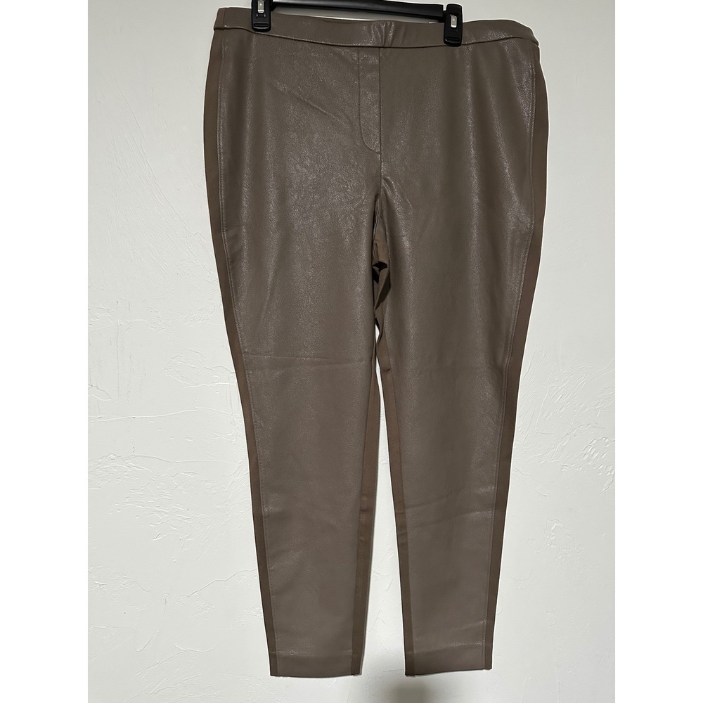 Chicos Faux Leather Front Ponte Back Leggings Champignon Brown Size 3 US 16 NEW